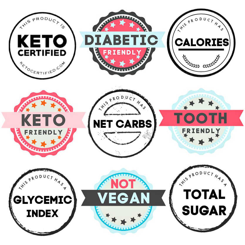 Sweetener glycemic index, net carbs, total sugar